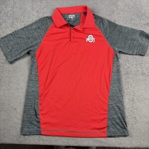 Ohio State Buckeyes Shirt Mens Medium Red Gray Short Sleeve Dri Fit Polo